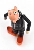 Retró bohóc játék figura, fa-gumi, kissé kopott, hiányos (?), m: 10 cm