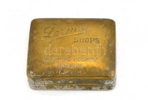 Lerner borotva, fém tokban, penge nélkül, borotva összeszerelve: h: 7 cm, 4x4,5x1,5 cm