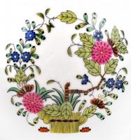 Herendi porcelán lámpatest eredeti ernyővel, körte nélkül, kézzel festett, jelzett, működik, apró ko...