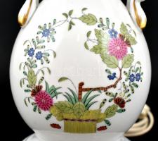 Herendi porcelán lámpatest eredeti ernyővel, körte nélkül, kézzel festett, jelzett, működik, apró ko...