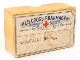 Cleveland, Red Cross Pharmacy/Vöröskereszt Patika gyógyszeres doboza, magyar és angol nyelven, 6x2x4 cm