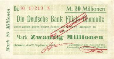 Német Birodalom/Weimari Köztársaság/Chemnitz/Darmstädter und Nationalbank 1923.9.25. 20.000.000M T:II