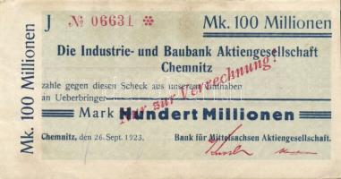 Német Birodalom/Weimari Köztársaság/Chemnitz/Darmstädter und Nationalbank 1923.9.25. 100.000.000M T:II