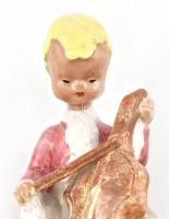 Hegedülő kisfiú, mázas kerámia, jelzett, jobb kezén lepattanással, m: 20 cm