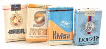 4 csomag cigaretta (Dukát, Amor, Inter, Riviera), bontatlan csomagolásban