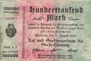 Német Birodalom/Weimari Köztársaság/Chemnitz 1923.8.10. 100.000M T:II-