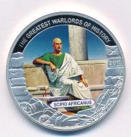 Libéria 2011. 5$ ezüstözött Cu A történelem legnagyobb hadurai - Scipio Africanus részben multicolor festéssel T:PP Liberia 2011. 5 Dollars silver plated Cu The Greatest Warlords of History - Scipio Africanus with partial multicolor picture C:PP