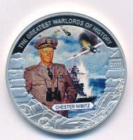 Libéria 2011. 5$ ezüstözött Cu "A történelem legnagyobb hadurai - Chester Nimitz" részben multicolor festéssel T:PP Liberia 2011. 5 Dollars silver plated Cu "The Greatest Warlords of History - Chester Nimitz" with partial multicolor picture C:PP