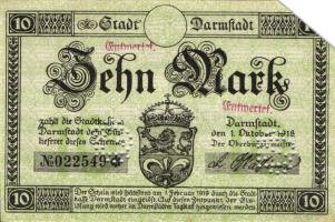 Német Birodalom/Császárság/Darmstadt 1918.10.1. 10M hivatalos érvénytelenítéssel T:I-