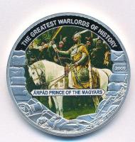 Libéria 2009. 5$ ezüstözött Cu "A történelem legnagyobb hadurai - Árpád a Magyarok Fejedelme" részben multicolor festéssel T:PP Liberia 2009. 5 Dollars silver plated Cu "The Greatest Warlords of History - Árpád Prince of the Magyars" with partial multicolor picture C:PP