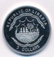 Libéria 2009. 5$ ezüstözött Cu "A történelem legnagyobb hadurai - Sir Francis Drake" részb...