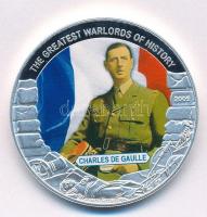 Libéria 2009. 5$ ezüstözött Cu A történelem legnagyobb hadurai - Charles de Gaulle részben multicolor festéssel T:PP Liberia 2009. 5 Dollars silver plated Cu The Greatest Warlords of History - Charles de Gaulle with partial multicolor picture C:PP