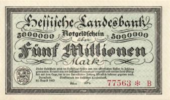 Német Birodalom/Weimari Köztársaság/Darmstadt/Hessische Landesbank 1923.8.22. 2000.000M, 5000.000M T:I-,II