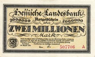 Német Birodalom/Weimari Köztársaság/Darmstadt/Hessische Landesbank 1923.8.22. 2000.000M, 5000.000M T...