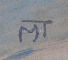 MT jelzéssel: Színes formák. Vegyes technika, papír. Üvegezett fa keretben, 58x40 cm