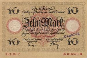 Német Birodalom/Császárság/Dresden 1918.11.1. 10M, 20M hivatalos érvénytelenítéssel T:I,I-