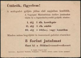 cca 1950-1960. Földművelésszövetkezet "Gyűjtsd a mákgubót - 60 Ft-ot fizet 1 mázsáért" szó...