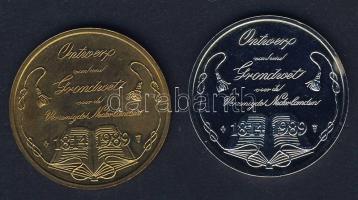 Hollandia 1989. "175 éves az Alkotmány" Ffém + Br emlékérem párban T:BU Eredeti díszdobozb...