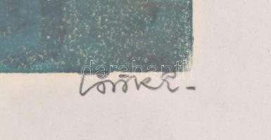 Török Endre (1926-1980): Akvárium. Színes linómetszet, papír, jelzett. Díszes üvegezett fa keretben,...