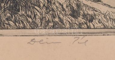 Deim Pál (1932-2016): Zsámbék. Rézkarc, papír, jelzett, üvegezett keretben, 31×48,5 cm