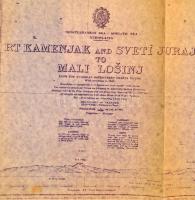1961 Adriai-mediterrán tenger (Jugoszlávia) hajózási térkép másolat, 1:100000, 67,5x101 cm / Adriati...