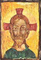 Jézus, orthodox ikon, tojástempera, fa, apró lepattanással, karcolásokkal, 19,5x13,5 cm