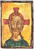 Jézus, orthodox ikon, tojástempera, fa, apró lepattanással, karcolásokkal, 19,5x13,5 cm
