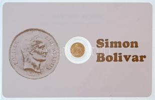 DN Simon Bolivar jelzetlen modern mini Au pénz, lezárt, eredeti műanyag tokban (0.333/10mm) T:BU ND Simon Bolivar modern mini Au coin without hallmark, in sealed plastic case (0.333/10mm) C:BU
