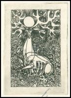 1975 Kass János (1927-2010): Boldog Új Évet, rézkarc, jelzett, 6x4 cm A másik oldalán Kass János saj...