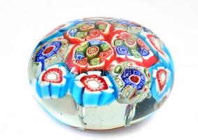 Üveg levélnehezék, Murano, apró kopásnyomokkal, m: 4,5 cm, d: 7 cm