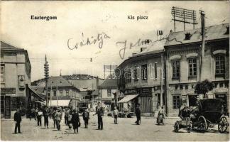 1906 Esztergom, Kis piac, Bartal, Garai, Brukner Albert üzlete, Központi Kávéház (EK)
