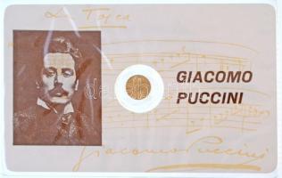 DN Giacomo Puccini jelzetlen modern mini Au pénz, lezárt, eredeti műanyag tokban (0.333/10mm) T:BU ND Giacomo Puccini modern mini Au coin without hallmark, in sealed plastic case (0.333/10mm) C:BU