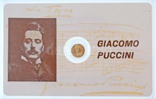 DN Giacomo Puccini jelzetlen modern mini Au pénz, lezárt, eredeti műanyag tokban (0.333/10mm) T:BU ND Giacomo Puccini modern mini Au coin without hallmark, in sealed plastic case (0.333/10mm) C:BU