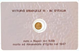 DN "III. Viktor Emánuel" jelzetlen modern mini Au pénz, lezárt, eredeti műanyag tokban (0....