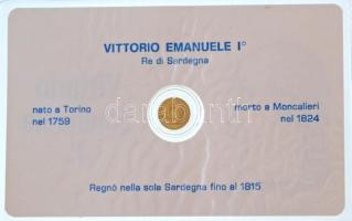 DN "I. Viktor Emánuel" jelzetlen modern mini Au pénz, lezárt, eredeti műanyag tokban (0.33...