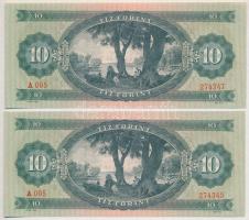1962. 10Ft (2x) egyugrásos sorszámkövetők T:II 
Adamo F6