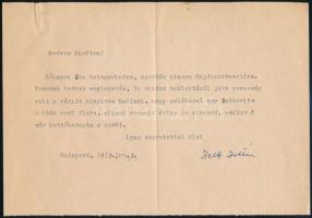 1973 Zelk Zoltán (1906-1981) saját kezű aláírása egy gépelt, ismeretlennek szóló levelén