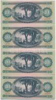 1969. 10Ft (4x) 3db sorszámkövető és 1db egyugrásos sorszámkövető bankjegy, nyomdai papírráncokkal T...