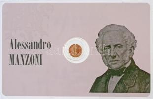 DN Alessandro Manzoni jelzetlen modern mini Au pénz, lezárt, eredeti műanyag tokban (0.333/10mm) T:BU ND Alessandro Manzoni modern mini Au coin without hallmark, in sealed plastic case (0.333/10mm) C:BU