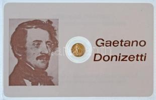 DN "Gaetano Donizetti" jelzetlen modern mini Au pénz, lezárt, eredeti műanyag tokban (0.333/10mm) T:BU ND "Gaetano Donizetti" modern mini Au coin without hallmark, in sealed plastic case (0.333/10mm) C:BU