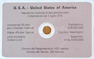 DN "USA" jelzetlen modern mini Au pénz, lezárt, eredeti műanyag tokban (0.333/10mm) T:BU N...
