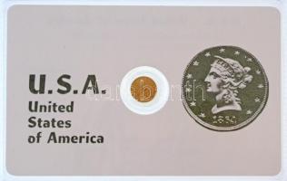 DN USA 1851. 1$ jelzetlen modern mini Au pénz, lezárt, eredeti műanyag tokban (0.333/10mm) T:BU ND USA 1851. 1$ modern mini Au coin without hallmark, in sealed plastic case (0.333/10mm) C:BU