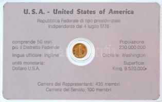 DN "USA - 1924. 20$" jelzetlen modern mini Au pénz, lezárt, eredeti műanyag tokban (0.333/...