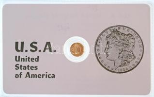 DN "USA - 1921. 1$" jelzetlen modern mini Au pénz, lezárt, eredeti műanyag tokban (0.333/10mm) T:BU ND "USA - 1921. 1$" modern mini Au coin without hallmark, in sealed plastic case (0.333/10mm) C:BU