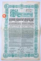 1926. Magyarországi Vármegyék Font Sterling Kölcsöne 100 fontról, szelvényekkel, felülbélyegzésekkel T:III szakadás