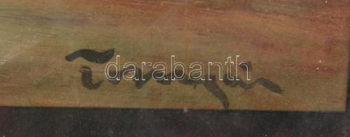 Tornyai jelzéssel: Gémeskút. Olaj, karton, üvegezett fa keretben, 30x39,5