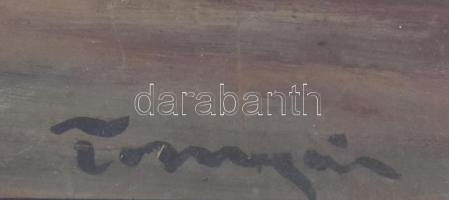 Tornyai jelzéssel: Gémeskút. Olaj, karton, üvegezett fa keretben, 30x39,5