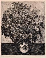 Scultéty Éva (1917-2001): Margaréta. Rézkarc, papír, paszpartuban, jelzett, számozott (91/100), 29,5×24,5 cm