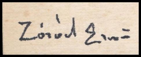 Zórád jelzéssel: Vidáman. Vegyes technika, papír, 27x20,5 cm