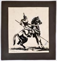 Vaszary jelzéssel: Lovag. Vegyes technika, papír, kasírozva, 28,5x16 cm